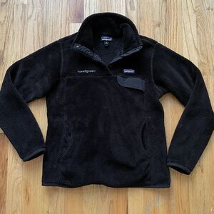 Women's Patagonia Fuzzy Re Tool Black Fleece Snap T Bomber Pullover Jacket Sz M